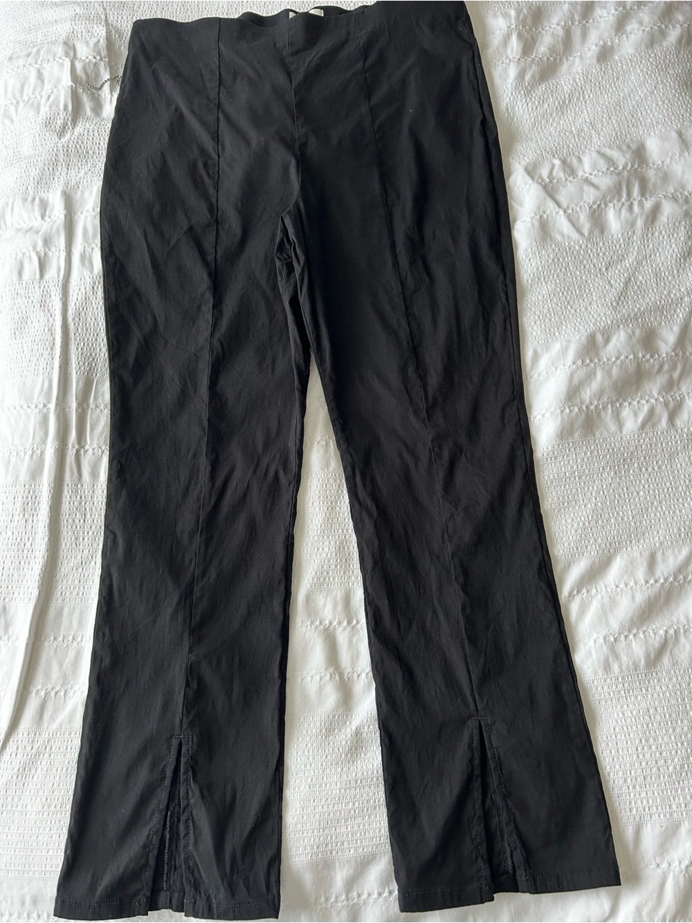 Anthropologie Maeve Black Linen Blend Pants with Front Slits- Size XL